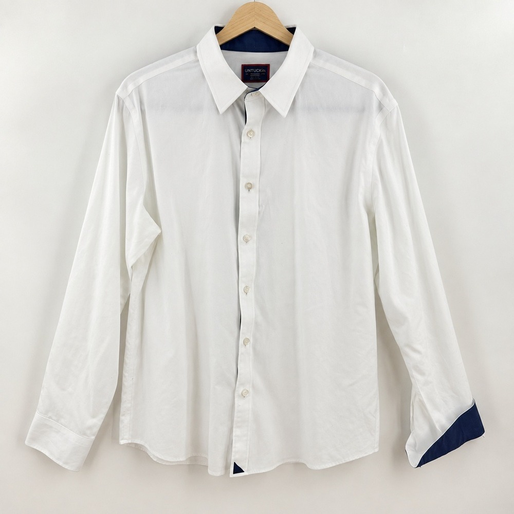 UNTUCKit Las Cases White Button Down Shirt Mens Medium Quiet Luxury Old Money WF